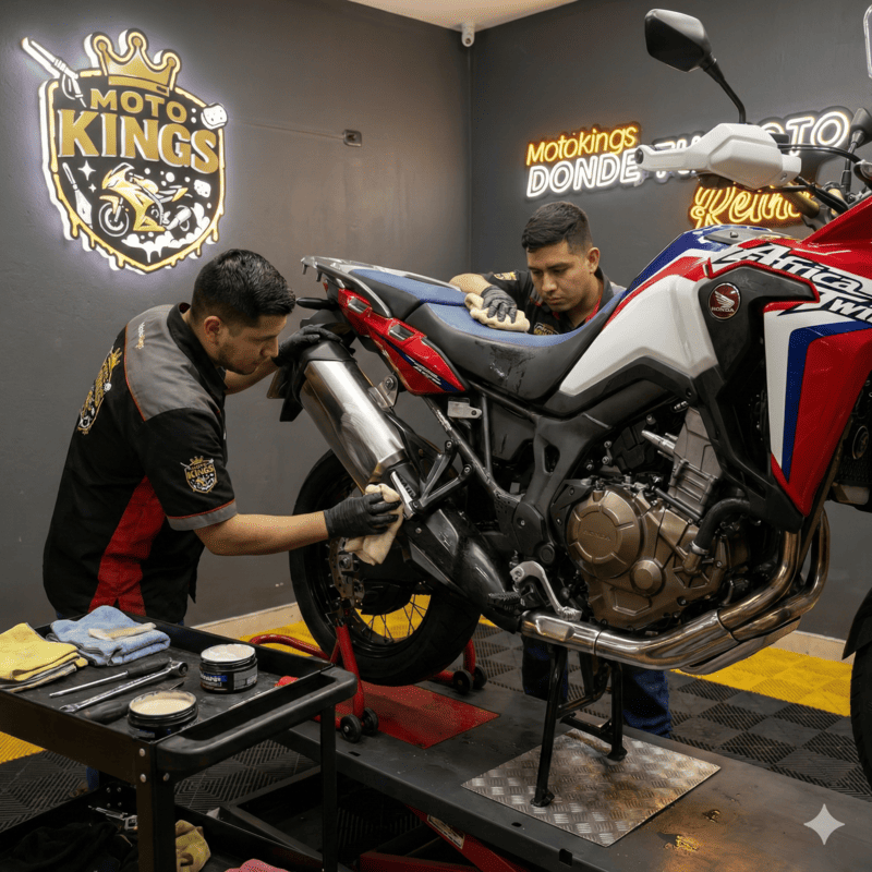 Moto Premium siendo lavada en MotoKings
